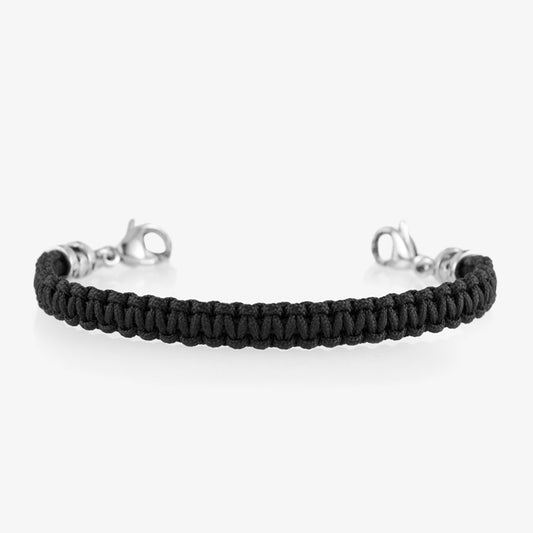 Black Macrame Medical ID Bracelet with lobster clasp on each end to hold any interchangeable Lauren's Hope medical ID tag