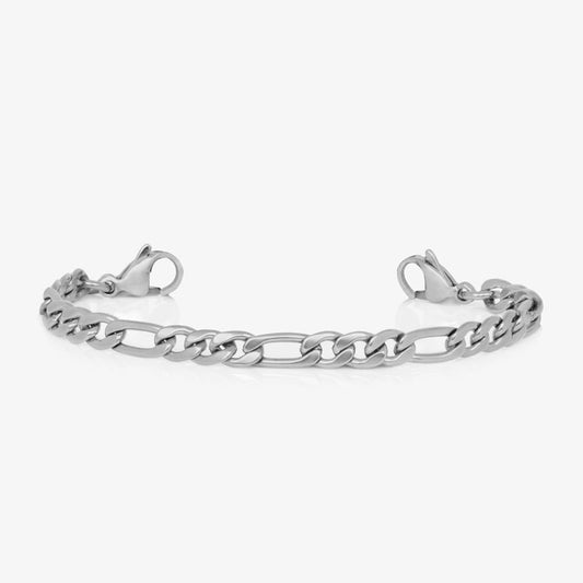 Stainless steel figaro style medical ID alert chain bracelet with decorative medical ID tag