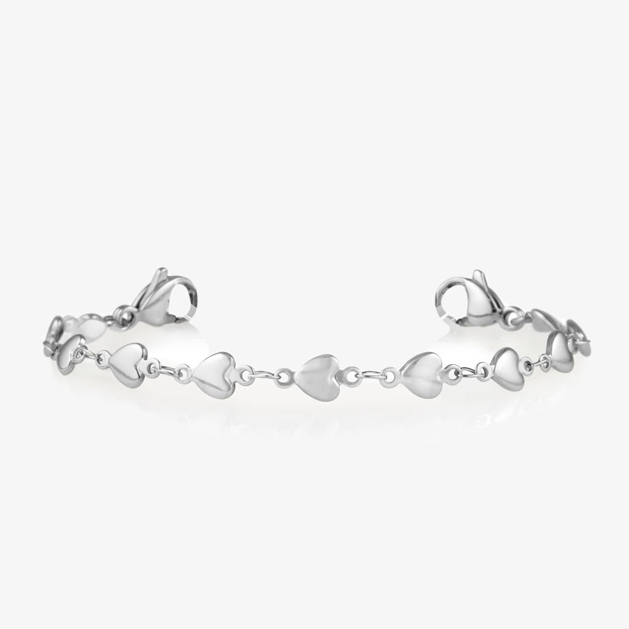 Mini Love Links Medical ID Bracelet of stainless heart links with stainless lobster clasps to hold LH med ID tag