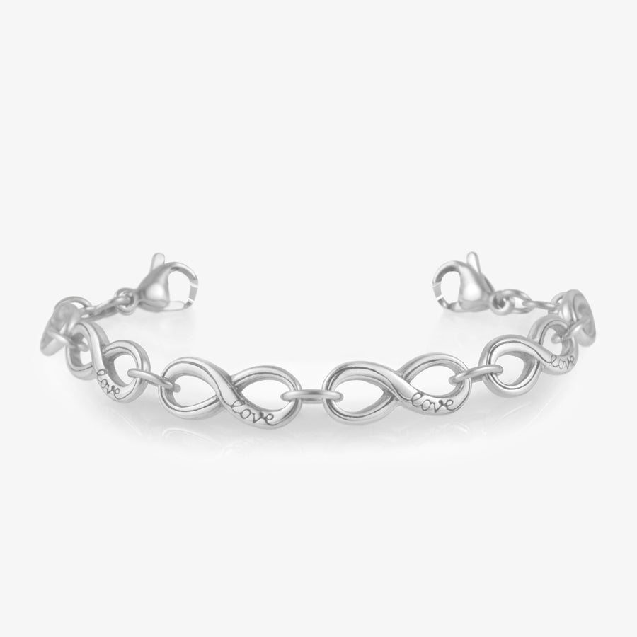 Stainless steel medical ID chain with infinity symbol interlocking links