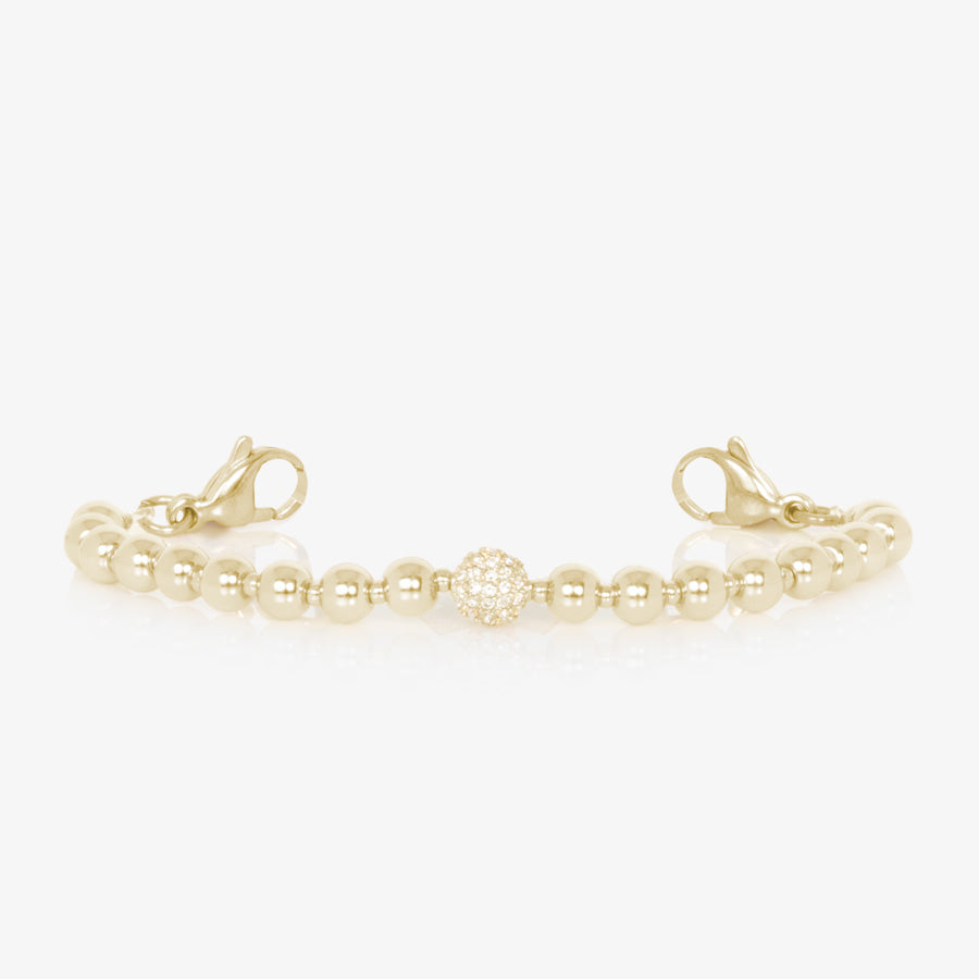 Gold tone beaded stretch medical ID bracelet