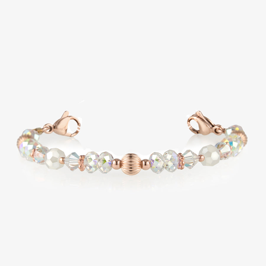 Krista Stretch Bracelet with rose gold beads and crystals 