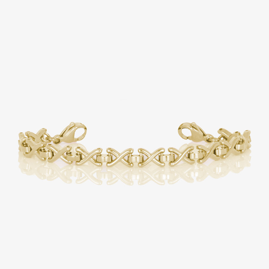 Lenox Medical ID Bracelet featuring X-shaped links in gold tone stainless steel.