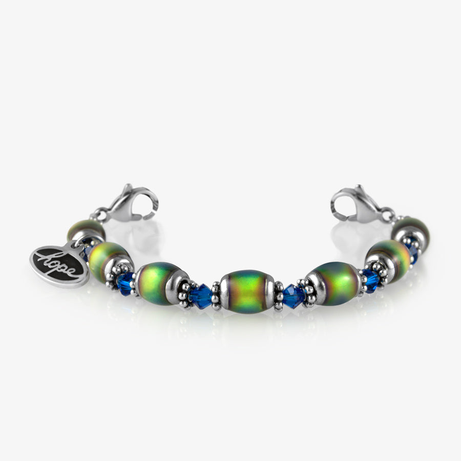 Mood beads on medical ID bracelet with stainless steel lobster clasps