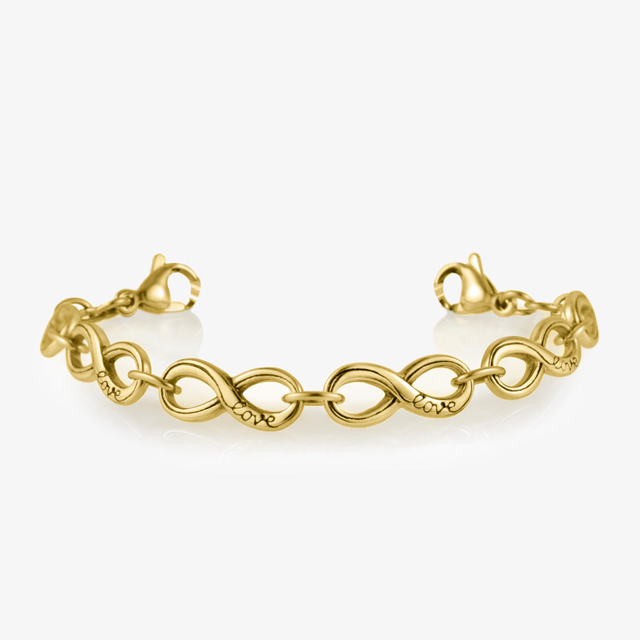 Infinity symbol medical alert chain in gold tone stainless steel