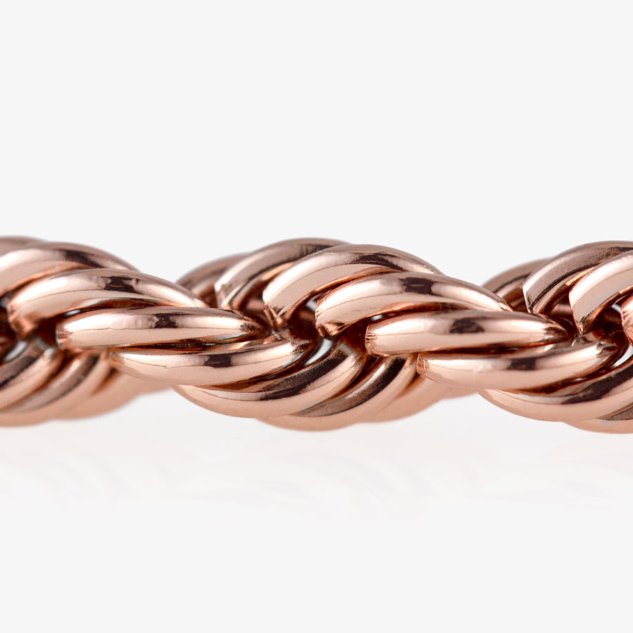 Detail photo of rose gold tone rope chain