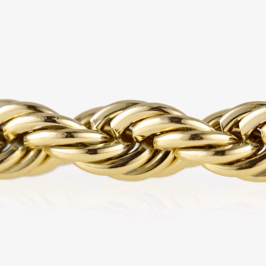 Detail photo of 12 karat gold plated rope chain bracelet