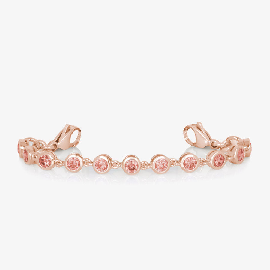 Ella Medical ID Bracelet in Rose Gold with round, bezel set, Light Rose tone Cubic Zirconia Crystals