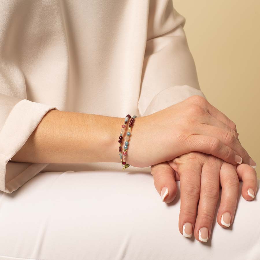 Woman wearing Dahlia Medical ID Bracelet