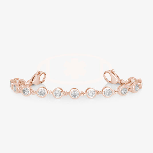 Ella Medical ID Bracelet in Rose Gold with round, bezel set, Cubic Zirconia Crystals