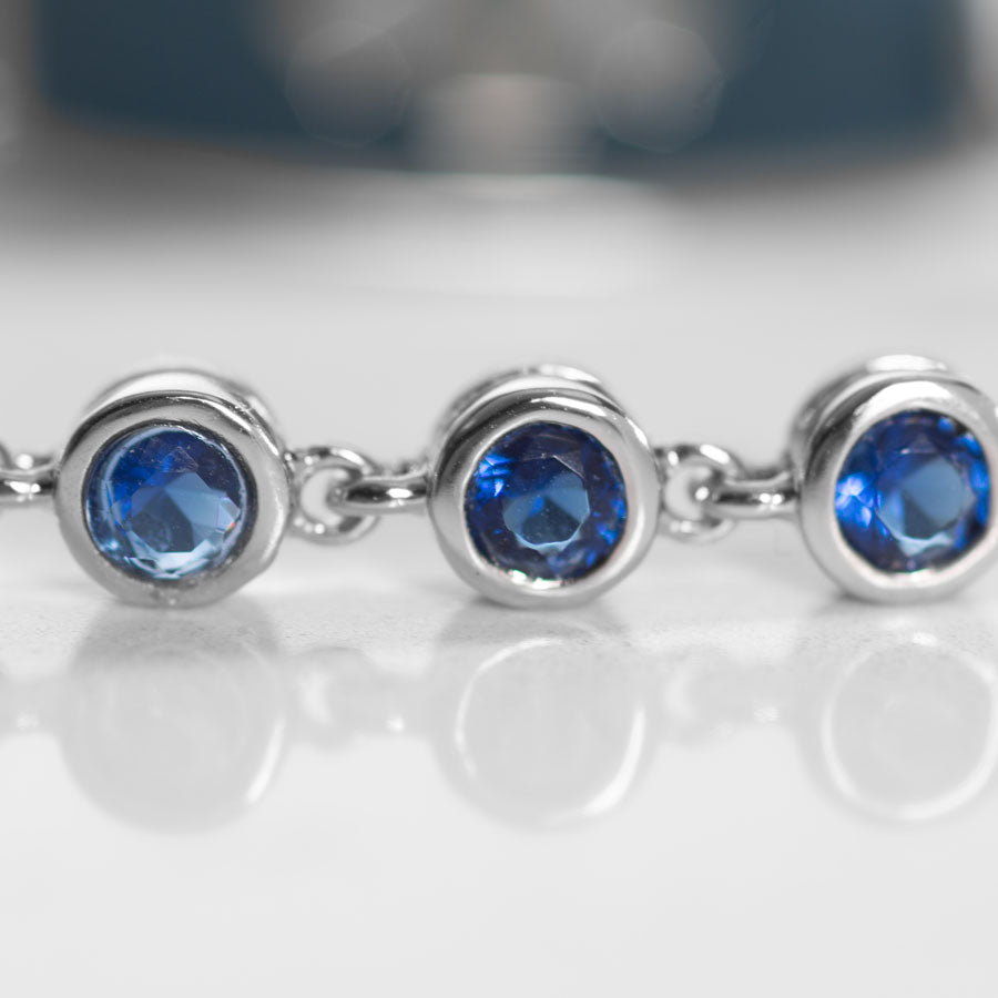 Detail of blue bezel set crystals