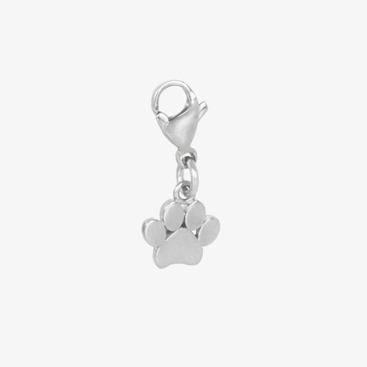 Silver bracelet charm with paw print