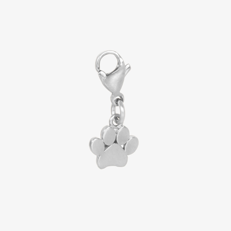 Silver bracelet charm with paw print