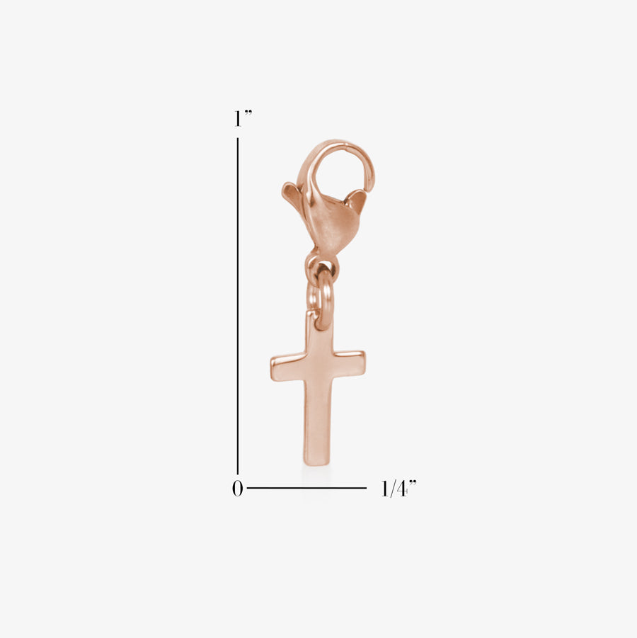 Rose Gold Cross Charm Measurements 1 inch by one quarter inch