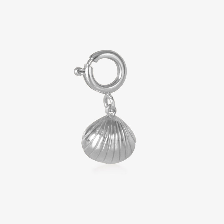 Back of a sterling silver oyster shell charm.