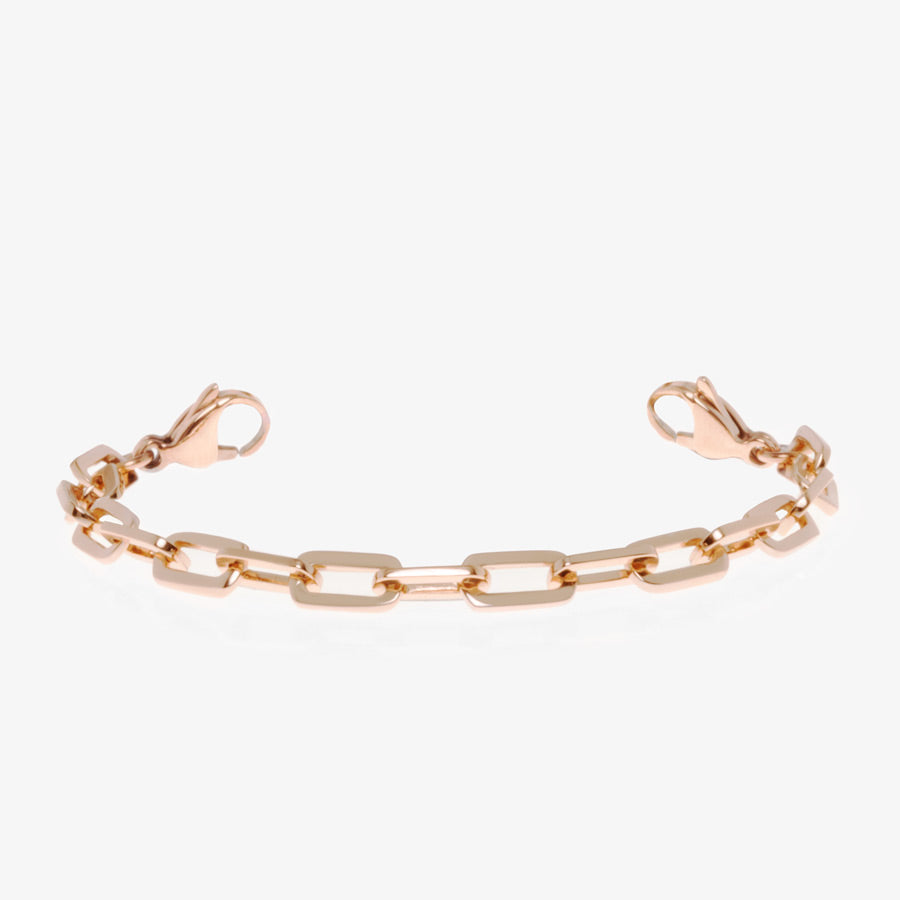 Rose gold tone paperclip chain medical alert bracelet with rose gold tone stainless steel lobster clasps on each end