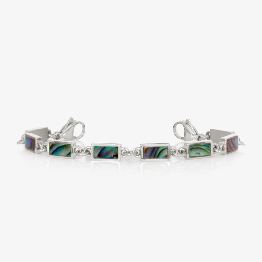 Blue and green abalone inlay medical ID chain with silver accents