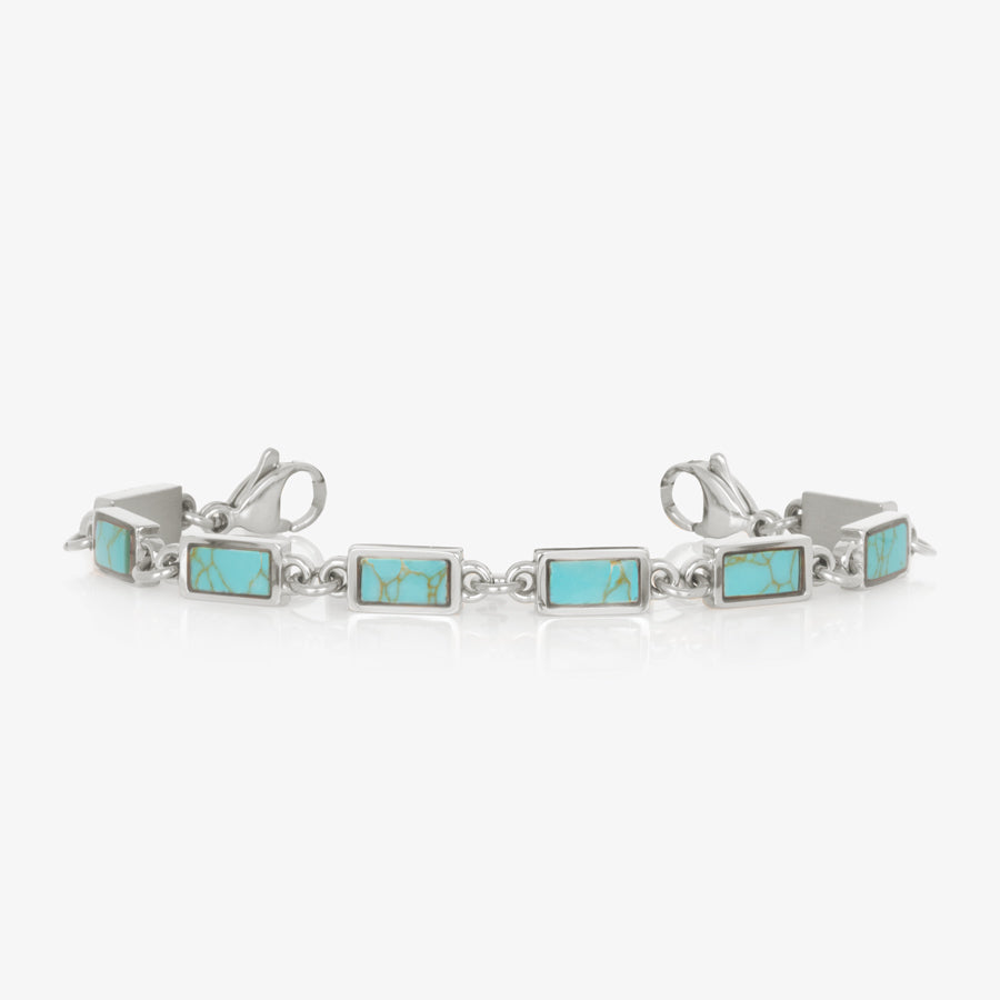 Silver and turquoise medical ID chain bracelet with interchangeable lobster clasps