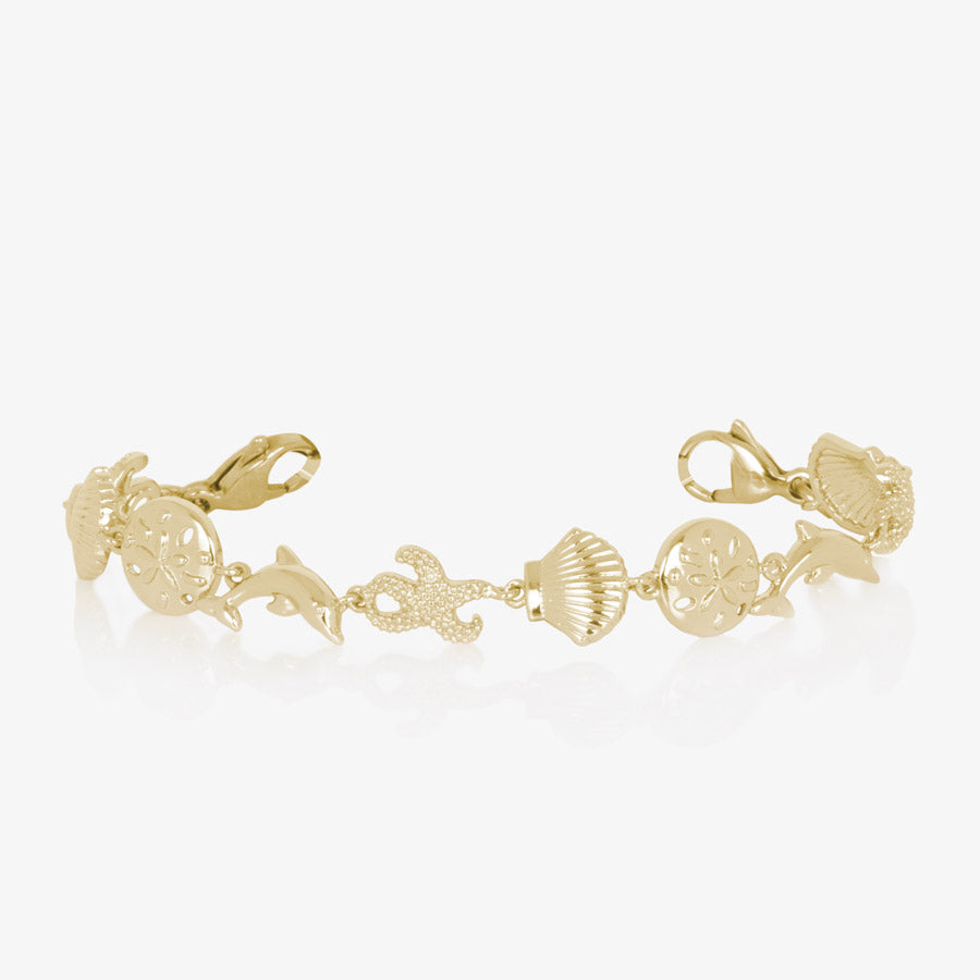 Ocean theme medical ID chain bracelet in gold