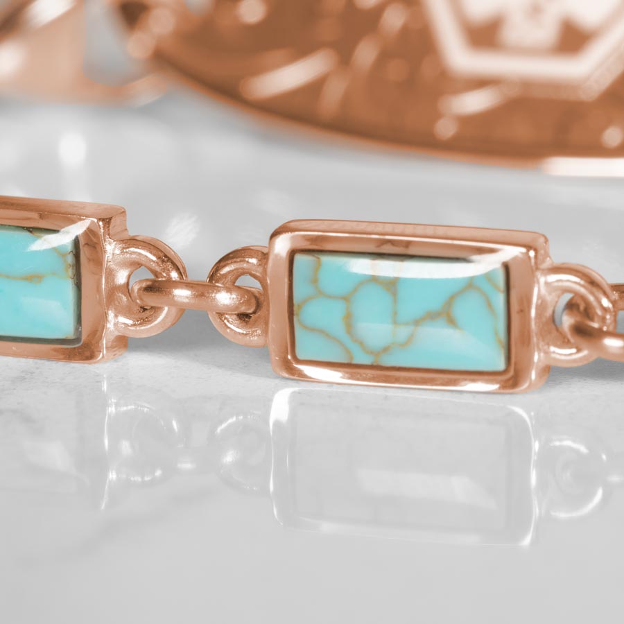 Detail image of turquoise and rose gold links