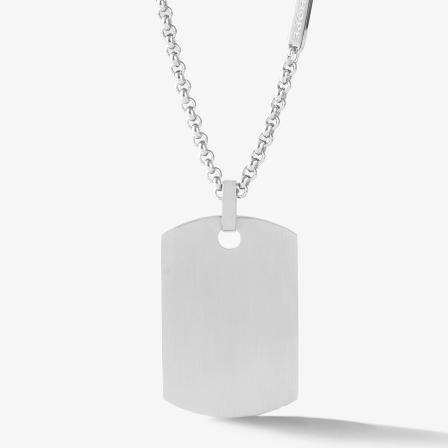 Back of stainless steel medical ID alert dog tag necklace