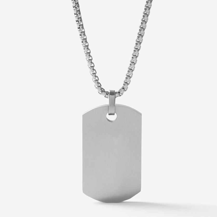 Blank back of stainless steel medical ID alert dog tag necklace