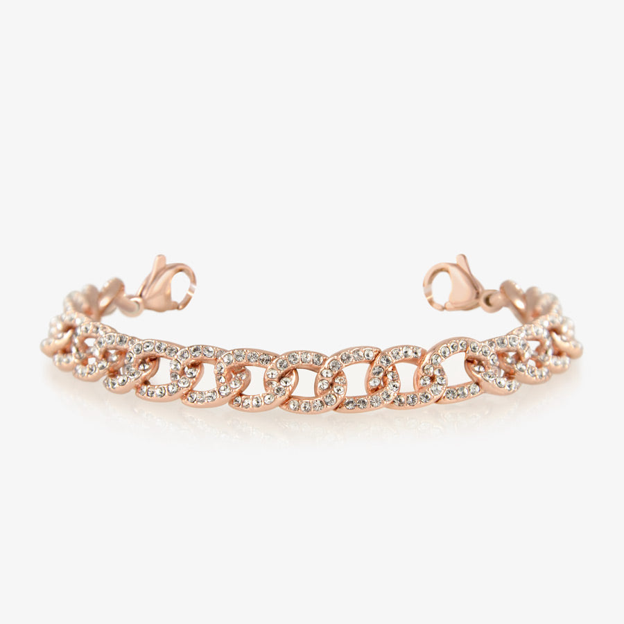 Rose gold dipped curb chain medical alert with cubic zirconia inlay