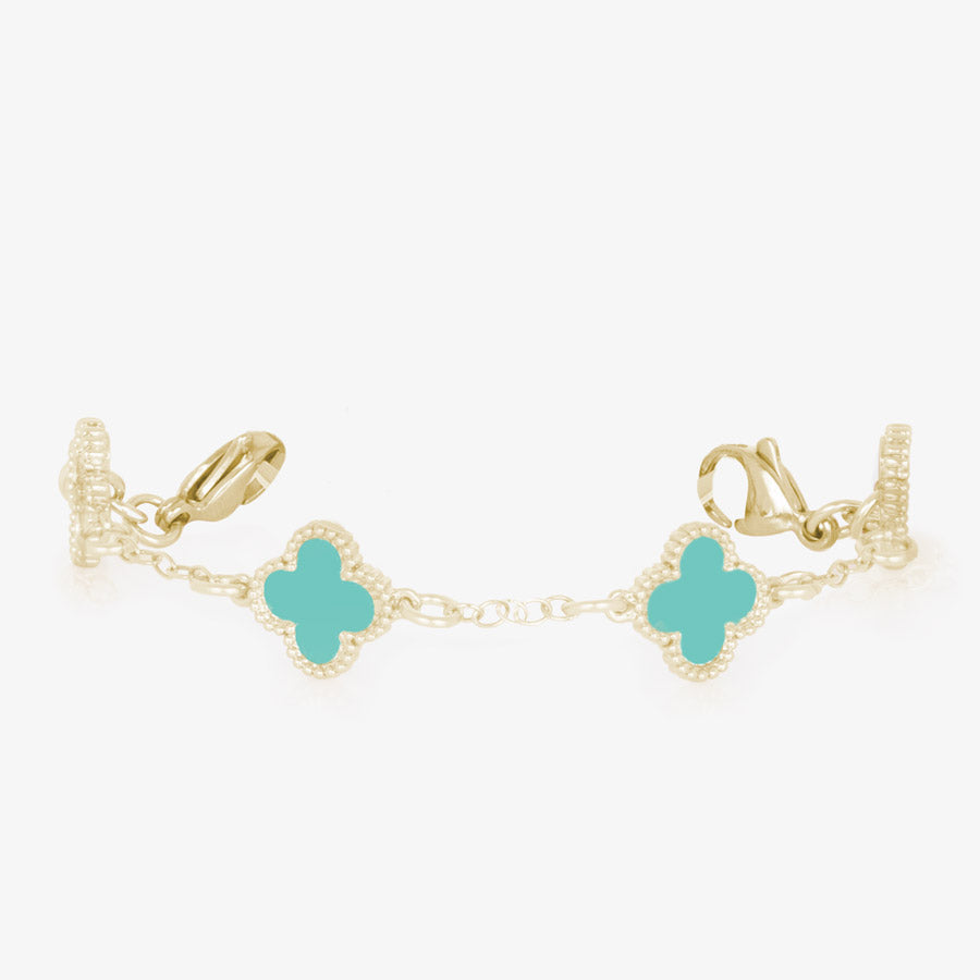 Clover shaped links with turquoise paint inlay