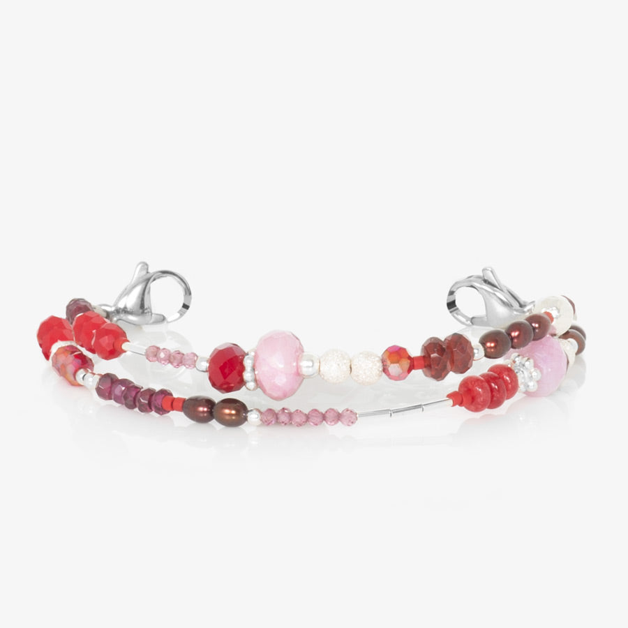 Red and pink beaded medical ID bracelet