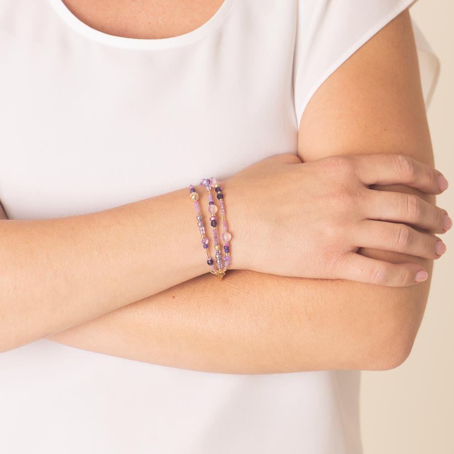 Woman wearing Jolie Beaded Med ID Bracelet