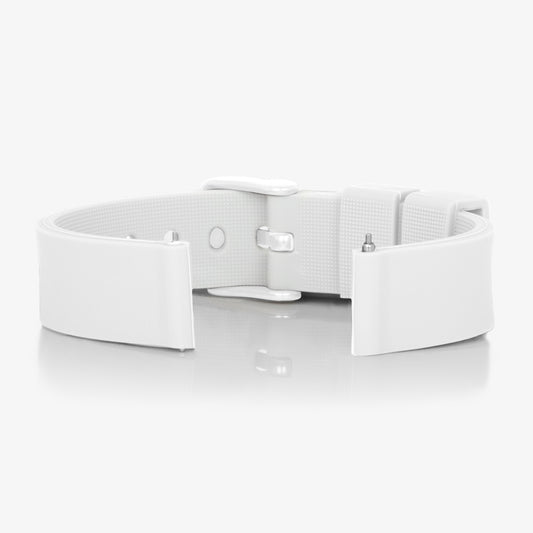 White silicone Trek band with white clasp