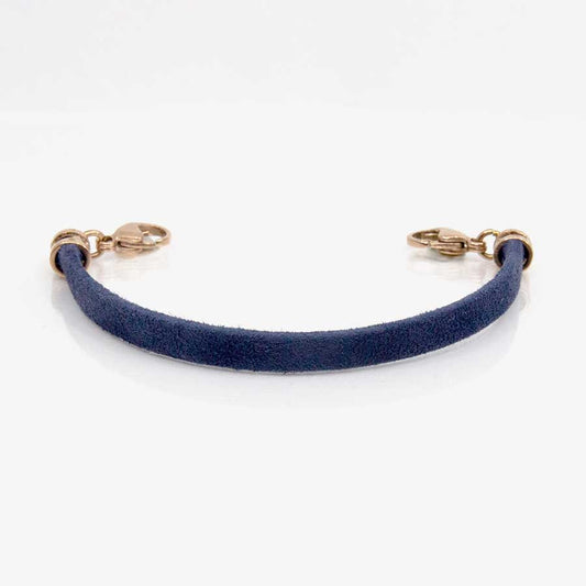 Navy blue suede medical ID bracelet with rose gold lobster clasps