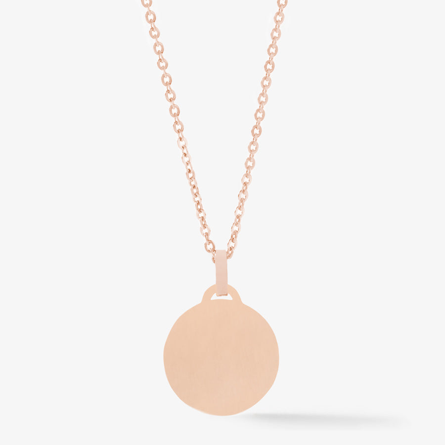 Blank back of rose gold circle pendant medallion necklace