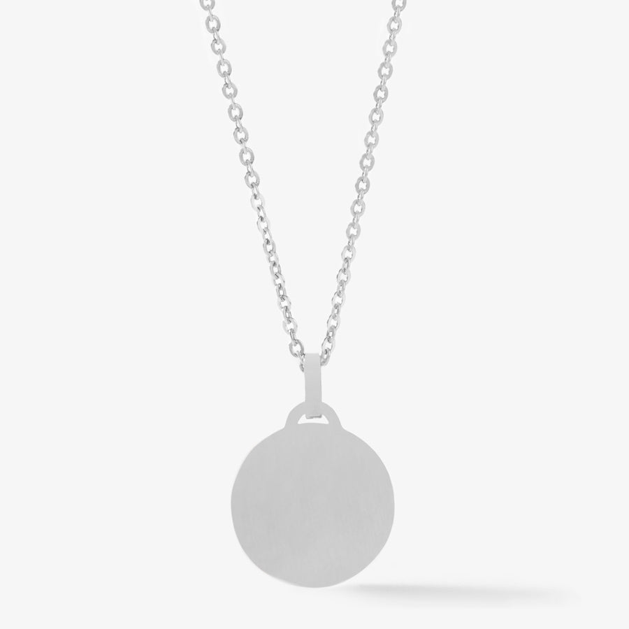 Blank back of silver circle pendant medallion necklace