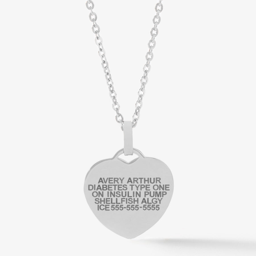 Custom laser engraved stainless steel medical ID pendant necklace