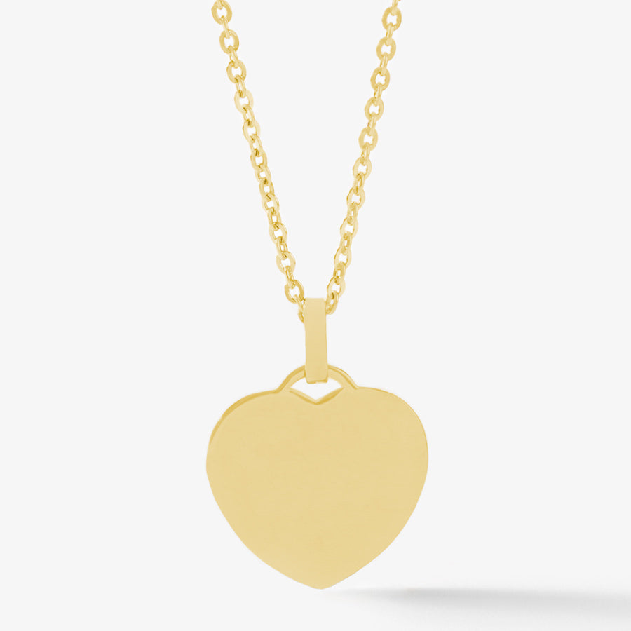 Blank back of heart medical alert pendant necklace in gold