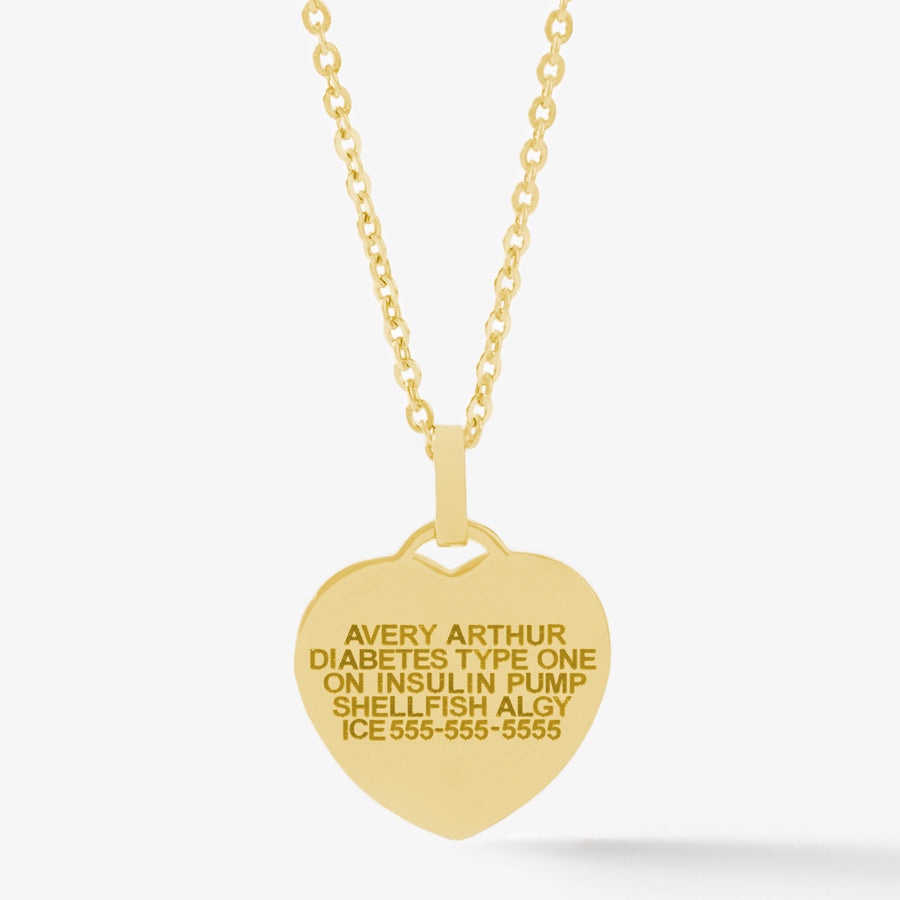 Custom laser engraved medical ID necklace pendant