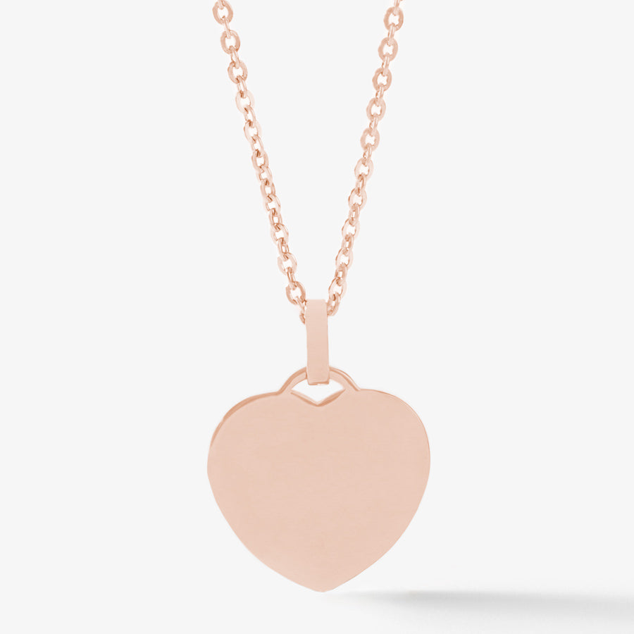 Back of unengraved rose gold heart medical ID alert pendant necklace