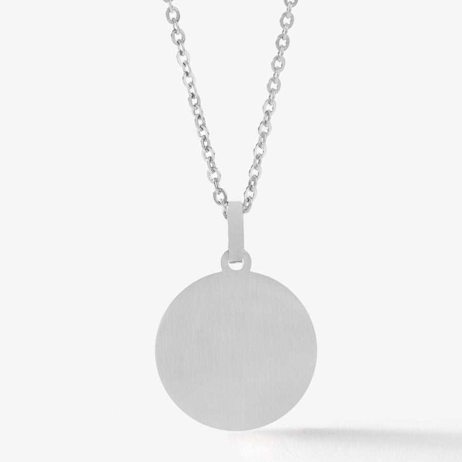 Blank back of circular medical ID pendant necklace