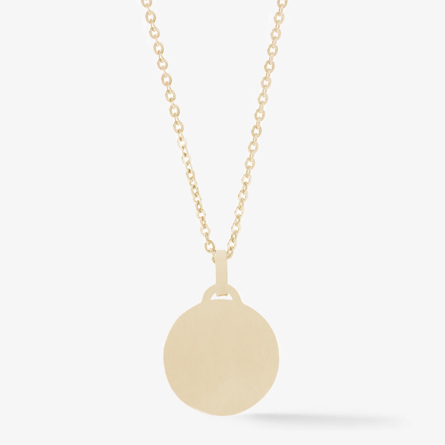 Blank back of gold circle pendant medallion necklace