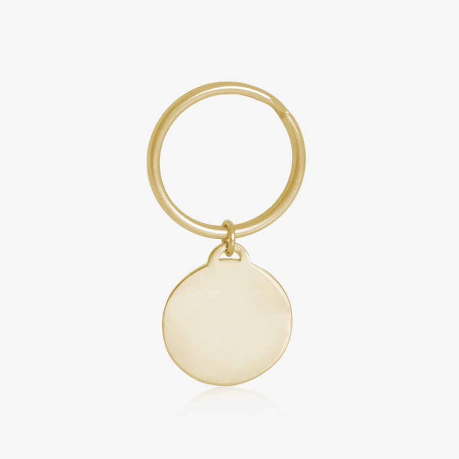 Blank back of gold medical alert key ring with gold key chain